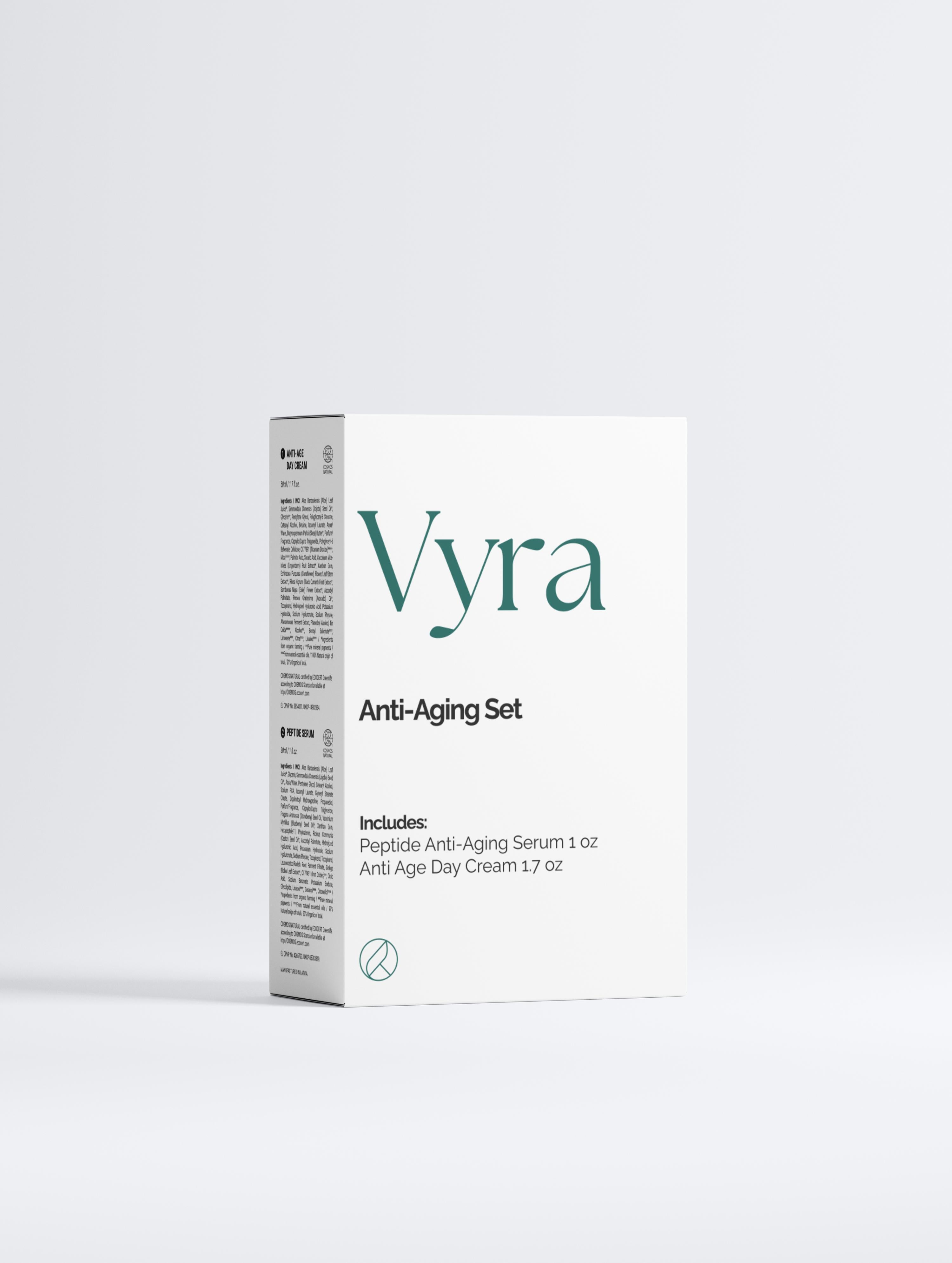 Vyra anti-aging product set packaging on a white background